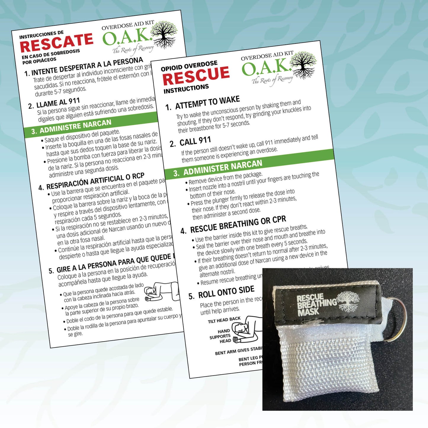 CPR Breathing Masks and Rescue Instructions Bundle
